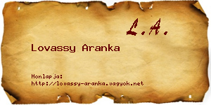 Lovassy Aranka névjegykártya
